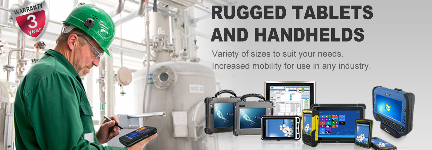 Rugged tablets and handhelds: Variety of sizes to suit your needs. Increased mobility for use in any industry.